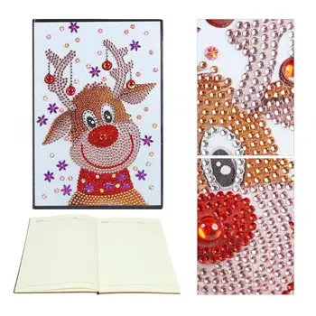 

DIY Christmas Elk Special Shaped Diamond Painting 60 Pages A5 Notebook Gift DIY painting Notebook school supplies for students