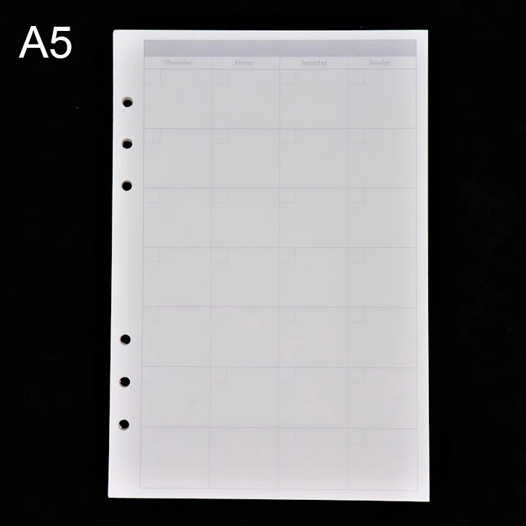 A5 A6 лазерный прозрачный блокнот планировщик бумага для органайзера планировщик внутренний страницы Кольцо Связующий дневник Bullet Journal notebook - Цвет: Monthly plan