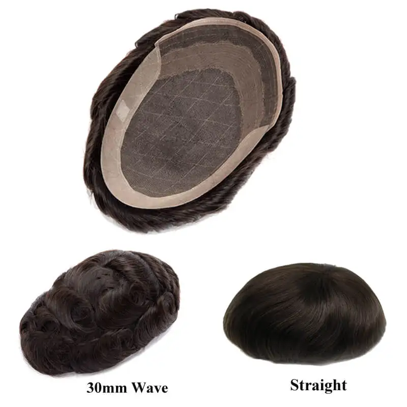 OCT 남성용 천연 인모 보형물, 레이스 및 Pu Toupee 가발, 130% 밀도 남성 가발, 무료 배송, 신제품