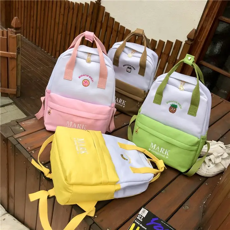 

Girl'S School Bag INS-Style Simple MORI Series Contrast Color College Student Backpack Korean-style High School Japanese-style B