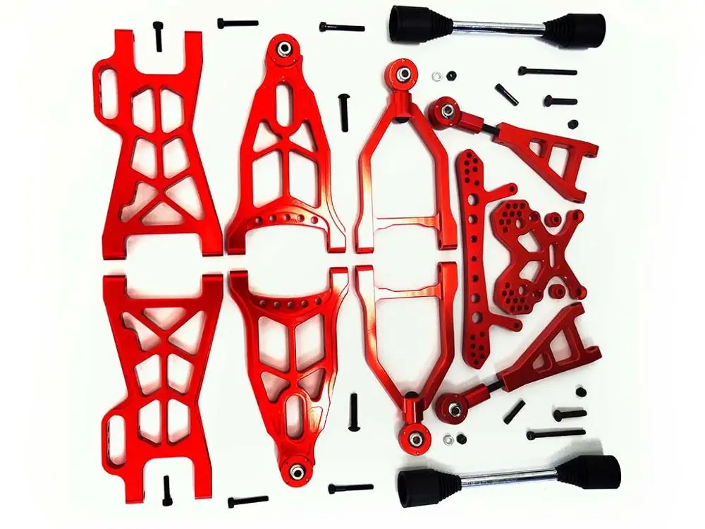 CNC Front & Rear Suspension Kit Arm Set With Extended Shock Tower Brace Driveshaft and Upper