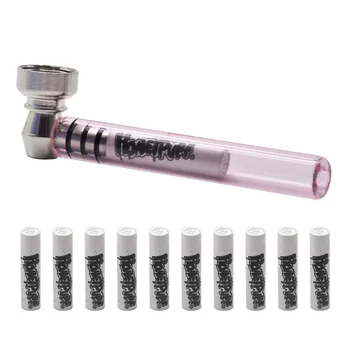 

HONEYPUFF Glass Smoking Pipe with 10pcs Activated Carbon Filter Tips Pipas Fumar Hierba Herbs Tobacco Pipes Smoke Accessories