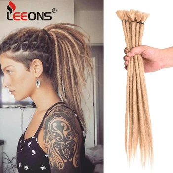 

Leeons 10/20 Strands Handmade Dreadlocks Hair Extensions 20"Black Reggae Synthetic Crochet Braiding Hair For Afro Women And Men