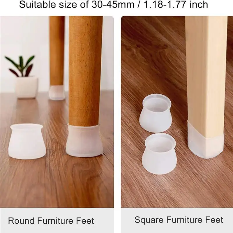  Protector de suelo para patas de silla para suelos de madera  dura, cubierta de fieltro de silicona para patas de muebles, se adapta a  1.18 a 1.77 pulgadas, 16 fundas para