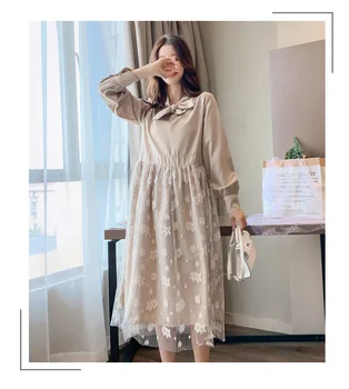 

Maternity dress autumn and winter fashion base western-style silk skirt pregnancy autumn dress skirt postpartum maternity dress
