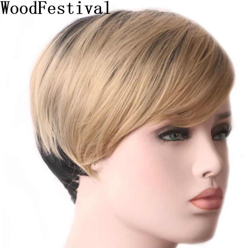 

WoodFestival Women Short Wig Cosplay Mix Colors Hair Synthetic Wigs Heat Resistant