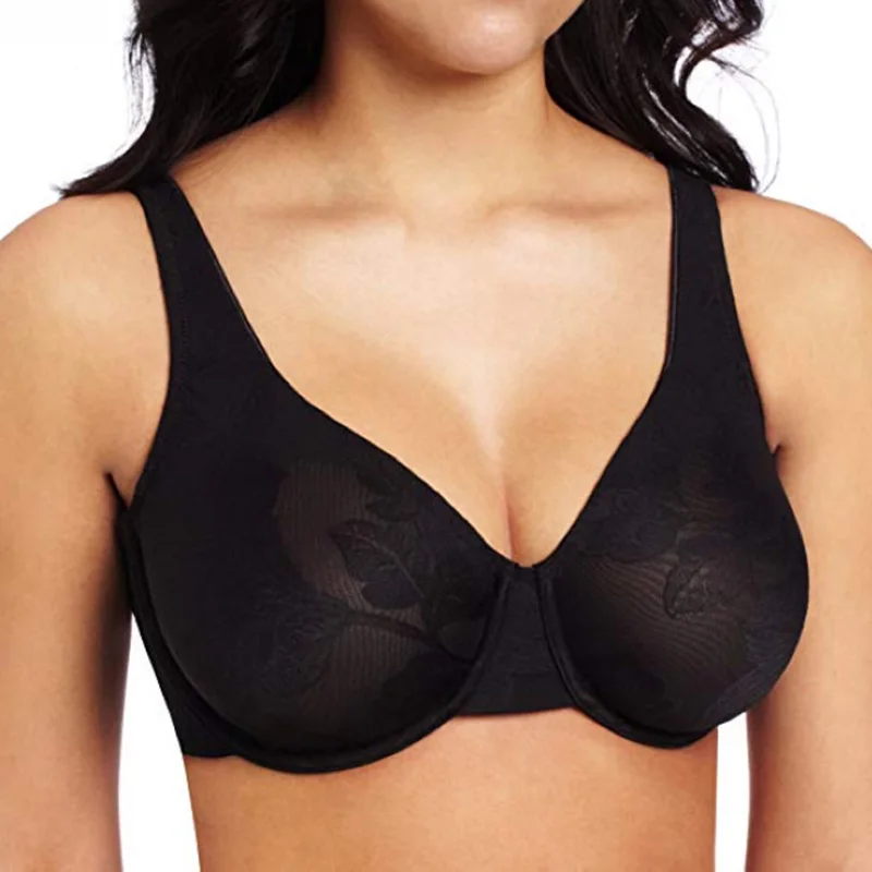 

34 36 38 40 42 C D DD BAICLOTHING Women's Full Coverage Non-padded Underwire Lace Embroidery Ultra-thin Unlined Bra