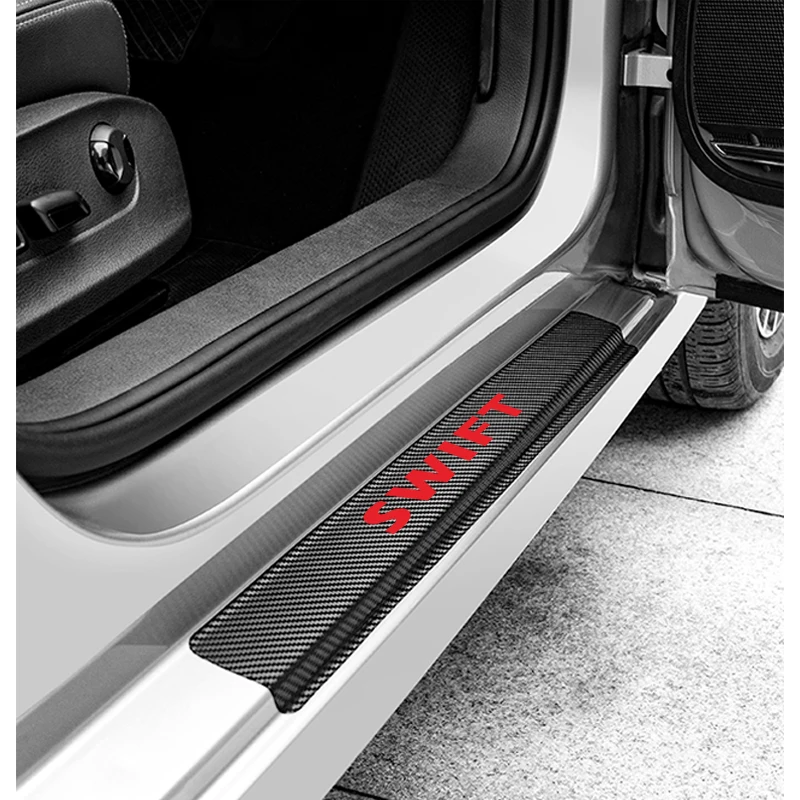 

1 set Car Door Sill Protector Stickers For Suzuki Swift Carbon Fiber Vinyl Scuff Plate Car Interior Accessories