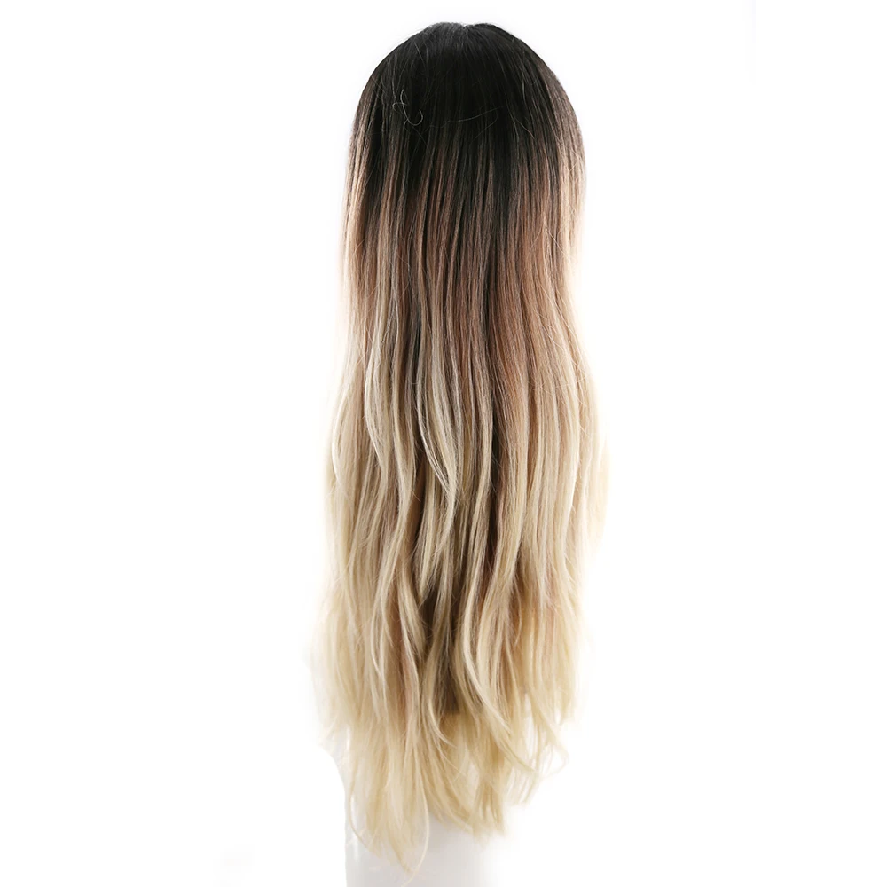SOKU Ombre светлые синтетические парики на кружеве для женщин средняя часть натуральные волнистые парики на кружеве модные длинные волосы парики