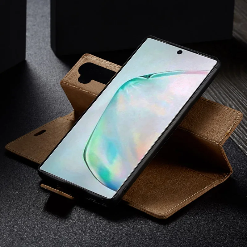 WHATIF крафт-бумага кожаный чехол для Galaxy Note 10 8 9 Магнитный 2 в 1 съемный чехол-кошелек для samsung S8 S9 S10 Plus S7 Edge