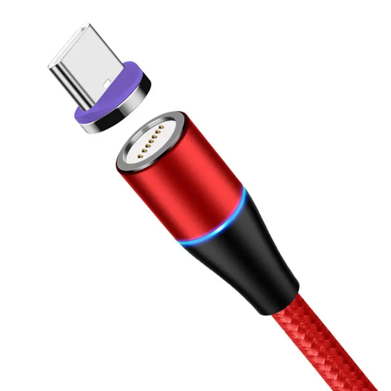 5A Магнитный USB C кабель круглый разъем вращающийся на 360 градусов светодиодный шнур для зарядки с магнитным разъемом