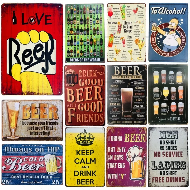 Vintage i Love Beer Metal Tin Signs Plaque Pub Tavern Wall Decor for Bar Club Man Cave Retro Art Posters | Дом и сад