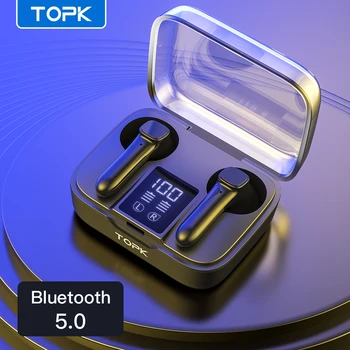 

TOPK T20 TWS Bluetooth Earphone Bluetooth 5.0 Wireless Headphones Sports Waterproof Headsets With Microphone For Huawei IPhone
