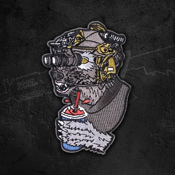 

Slush Wolf Mechanical Helmet Embroidered Patch Magic Chapter Tactical Outdoor Sticker Drinking Wolf Military Personality Patches