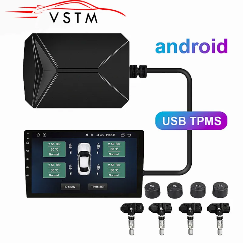 Tyre pressure alarm Internal USB Android TPMS Car Tire Pressure Sensors