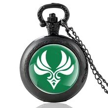 

Fashion Wind Element Genshin Impact Glass Cabochon Quartz Pocket Watch Vintage Men Women Pendant Necklace Watches Gifts