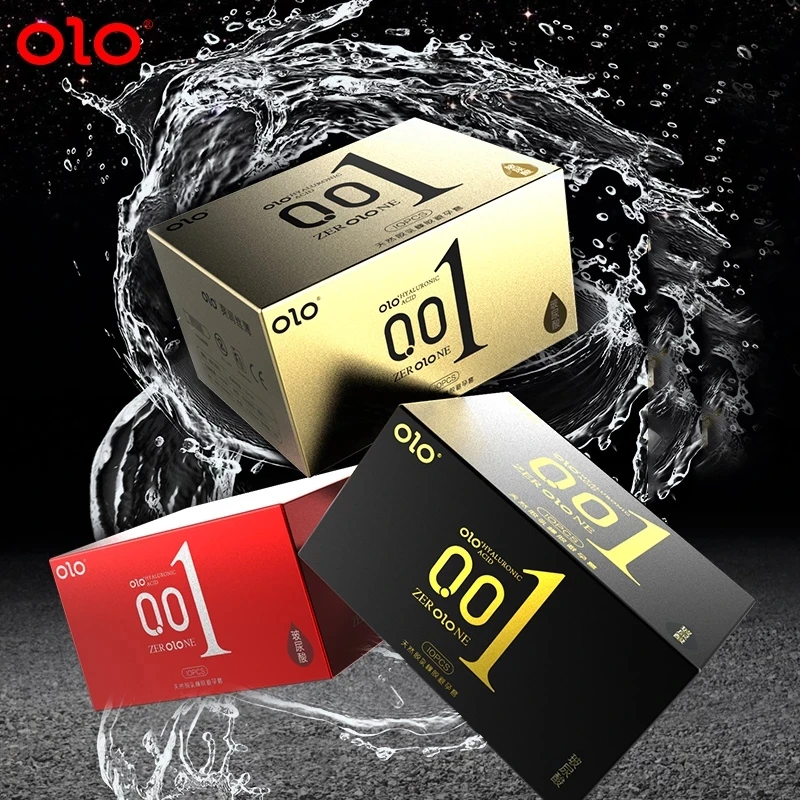 Condoms Sex Toys OLO ULTRA THIN 0.01 Feeling Penis Sleeve Hyaluronic Acids Rubber latex Ejaculation Delay dotted