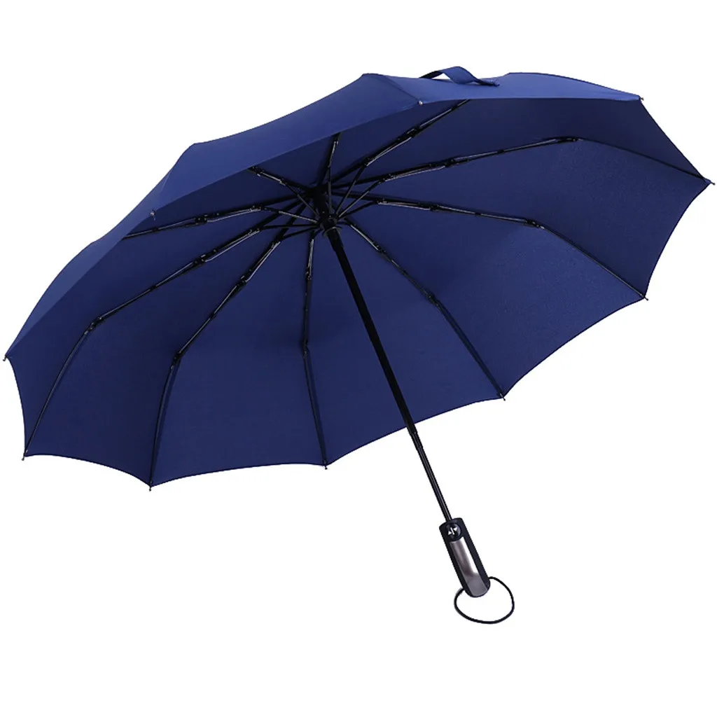 Автоматический Солнечный дождливый Шмель алюминиевый ветрозащитный водонепроницаемый складной УФ зонтик мужской женский летний зимний зонт - Цвет: Navy