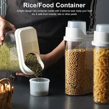 

Rice Container Airtight BPA Free Capacity Cereal Storage Container With Measuring Cup For Kitchen Storage Organization