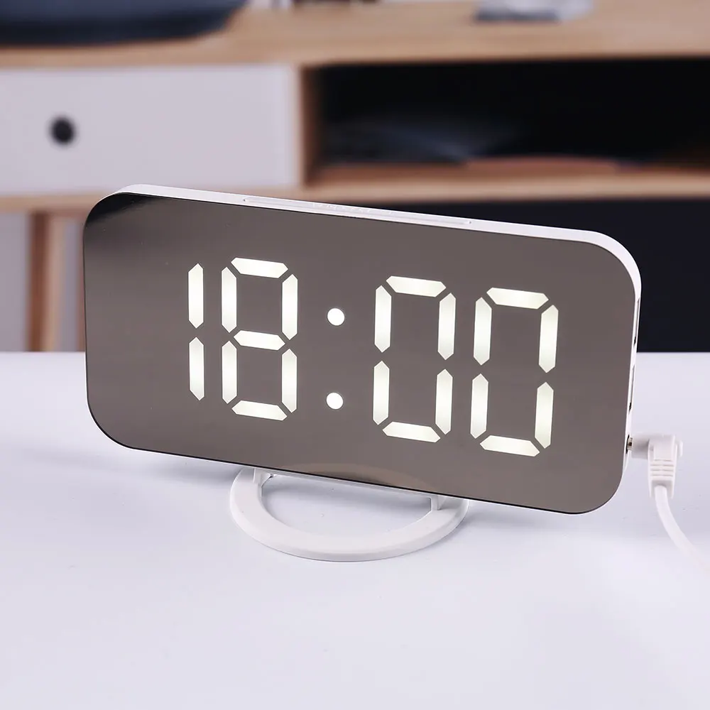 Фото Цифровой умный светодиодный Будильник настольные умные часы с функцией повтора