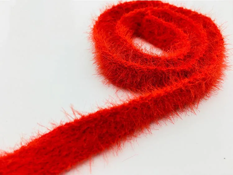 9yards 1cm Knitting Plush Webbings Micro-elastic Nylon Lace Ribbon Band Sewing Lace Trims Shoes Belts DIY Garment Accessories - Цвет: red