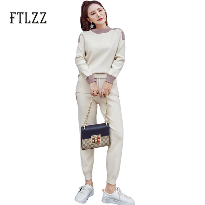 

Autumn Winter Two Piece Set Women Fashion Sweater Outfit Woman Pullover Tops + Long Pants Knit Suit Clothes 2 Pcs Set Tracksuit