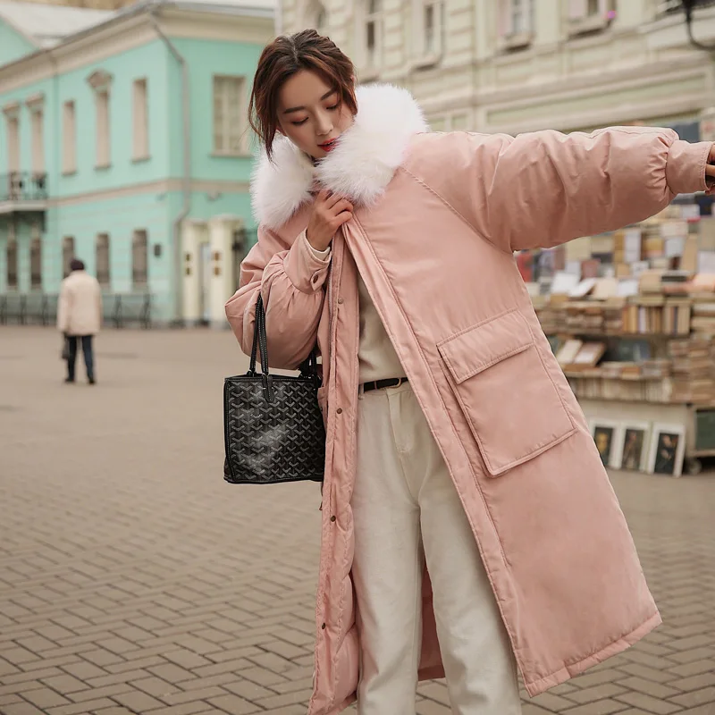 Best Loose Down Female Winter Women Hooded Coat Fur Collar Thicken Warm Long Ladies Winter Jackets