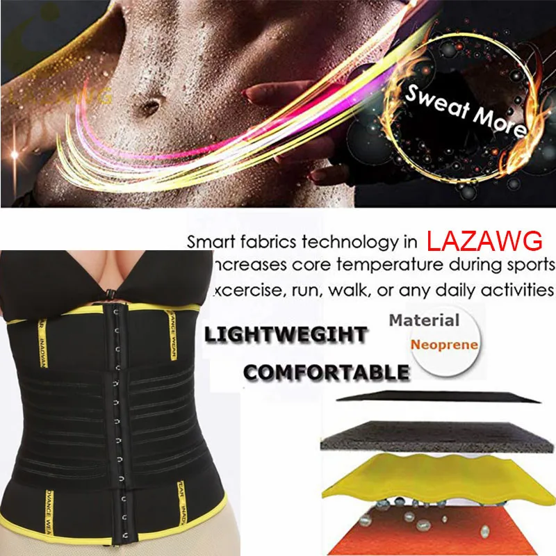 LAZAWG Hot Sweat Neoprene Belt Sauna Sweat Strap Waist Trainer Belt Tummy Control Cincher Body Shaper Slim Shapewear Workout Top