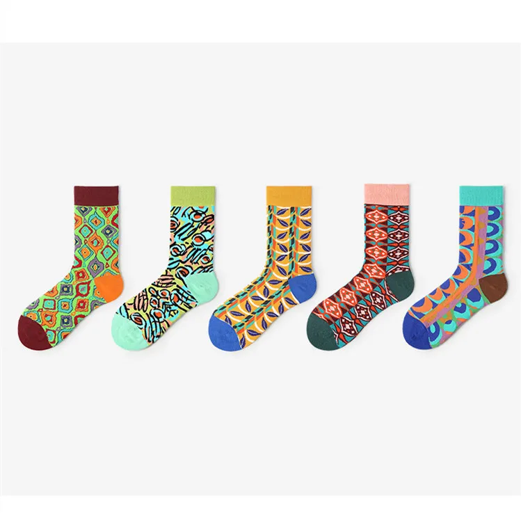 

New Color Matching Cartoon Personality Creative Jacquard Tide Socks Fashion Fun Personality Ladies Cotton Socks