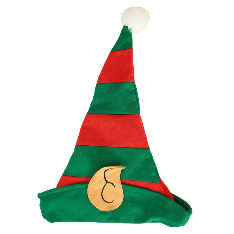 Рождественская шляпа эльфа с ушами, красная и зеленая, в полоску, дизайн Adornos De Navidad Kerst Decoratie Gorro Natal Santa Hat Noel