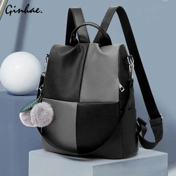 

Luxury Anti-Theft Leather Backpack Women Vintage Patchwork Shoulder Bag Ladies Elegant Knapsacks For School Girls Large Rucksack