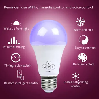 

Smart Light Bulb, E27 4.5W WiFi LED Smart Bulb, Works with Alexa, Echo, Google Home & Siri (No Hub Required) RGBCW Magic Bulb