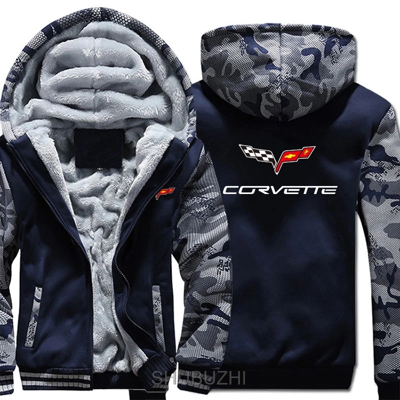 Толстовки мужские зимние теплые Chevrolet Толстовка Corvette мужское утепленное пальто плюс бархатная куртка плюс размер 4XL 5XL - Цвет: same as picture