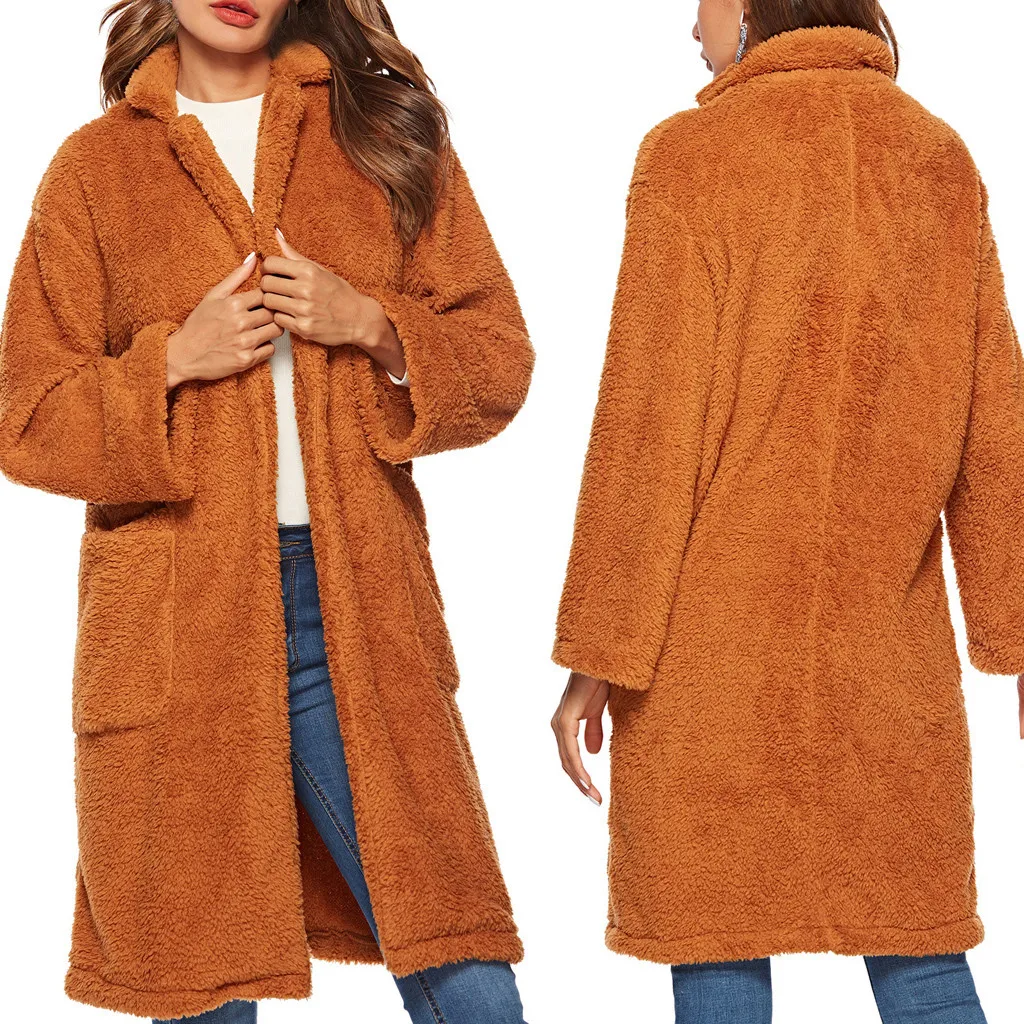

Teddy Coat Women Fluffy Jacket Autumn Zipper Plush Thick Casual Plus Size Lamb Winter Faux Fur Coat Female Overcoat #y4