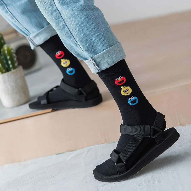 Женские носки с героями мультфильмов; забавные носки; сезон осень-зима; Новые корейские модные милые уличные носки с изображением кунжута; дышащие хлопковые носки