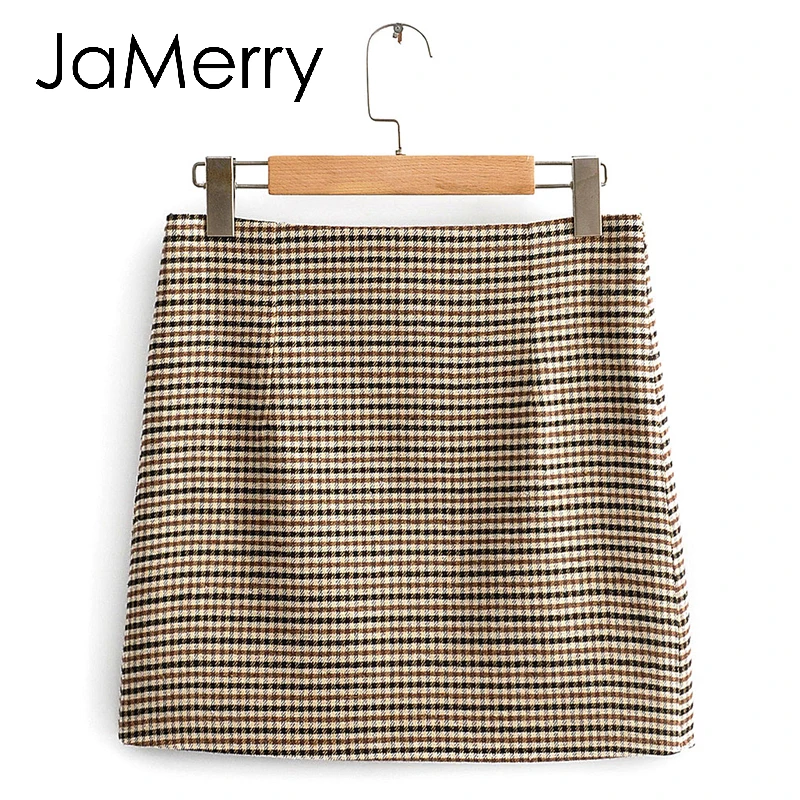 skirt JaMerry, уличная одежда, Женский клетчатый Блейзер, костюмы, длинный рукав, пуговицы, карманы, Женский блейзер, юбка, набор, модный, офисный, для девушек, Блейзер, наборы - Цвет: skirt