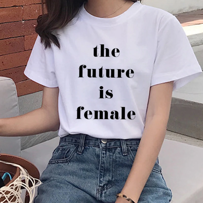 Женская футболка с графическим принтом «The Future Is Female Feminism», футболка с героями мультфильмов для девочек, футболки 90 s, новые феминистские Harajuku футболки - Цвет: 5654