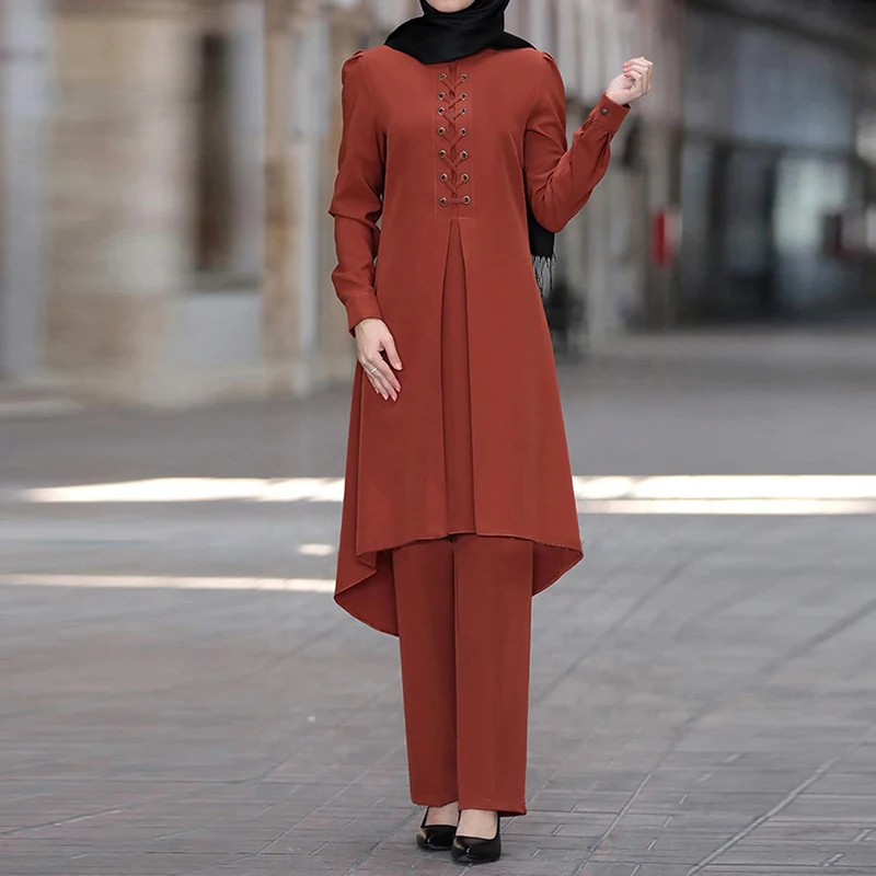 Ramadan Eid Mubarak Dubai Abaya Turkey Hijab Muslim Dress Sets Islam Clothing For Women Musulman Ensembles Kaftan Robe Femme