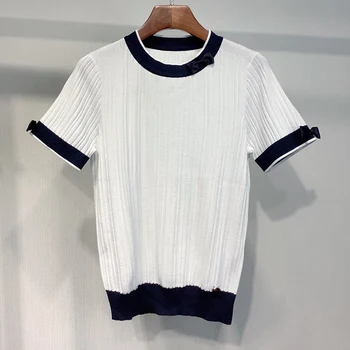

Women Tops Basic Short Sleeve Tees 2020 Summer Solid Colors Knitted T-Shirts Women's Clothing