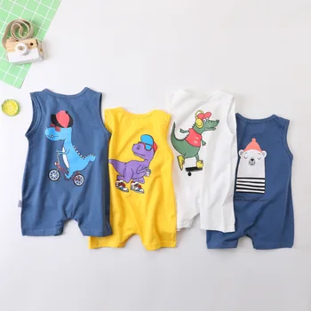 

Cartoon dinosaur Baby Boy Clothing cotton Baby Rompers Summer sleeveless Kids Clothing Rompers Roupas Bebes Infant Jumpsuit