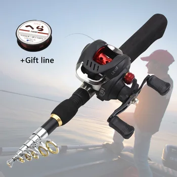 

1.65M Carbon Casting Rod Superhard Boat Fly Lure Fishing Rod With Casting Reel Set Fishing Tackle Rod Combo Free fishing line