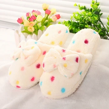 

2019 Spring Winter Cute Lovely Women's Cozy Bowknot Slippers Bedroom House Shoes Fashion Cotton slippers
