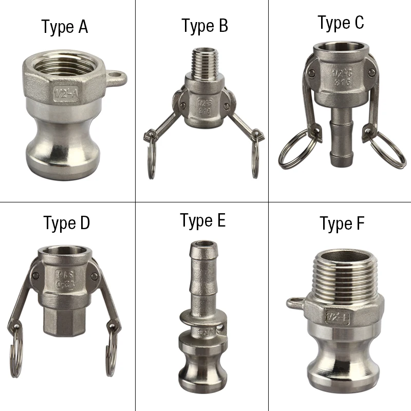 Camlock Quick Coupling, 1/2'' Stainless Camlock Fittings Connectors Cam and Groove Hose Pipe Fitting Adapter,3/4'' cam lock type