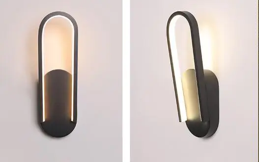 Креативный Овальный современный светодиодный настенный светильник для спальни, гостиной, кабинета, домашнего декора, прикроватные Настенные светильники белого и черного цвета, 90-260 в - Цвет абажура: Style A Black