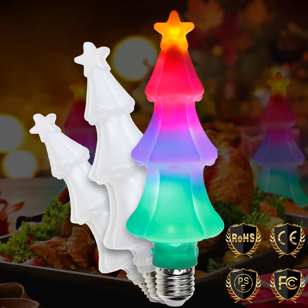 

E27 LED Lamp E26 3D Christmas Tree Bulb Ampoule Decoration Holiday Bombillas AC 85-265V 3W For New Year Colorful Night Lights