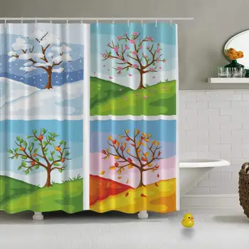 

Four Seasons Shower Curtain Clear Shower Curtain,jeffcyb of Tree and Landscape in Winter,71''Long x 59''Wide