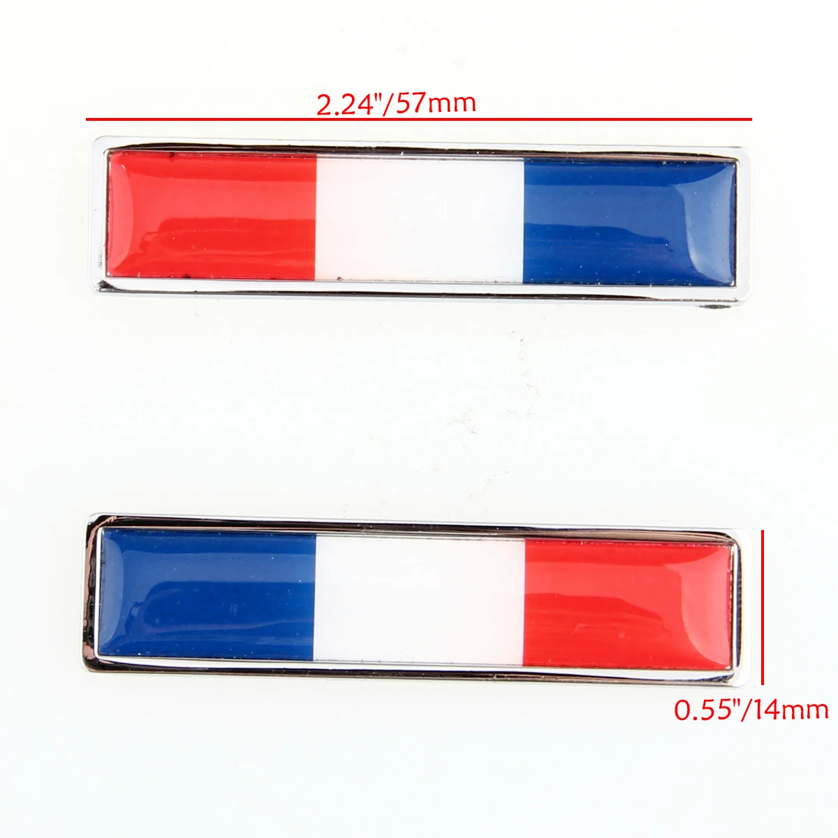 

1 Pair French Flag Logo Emblem Stainless Steel Car Auto 3M 3D Door Window Decals Red White Blue Color Strip Decoration Stickers