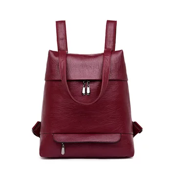 

2019 New Stylish Shoulder Bag Women Bag Street Casual Bag New Soft PU Leather Middle Youth Backpack