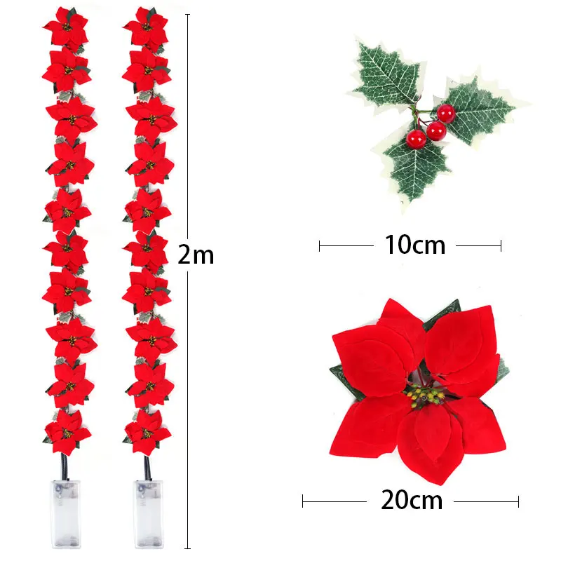 Cordão de flores artificiais de natal com