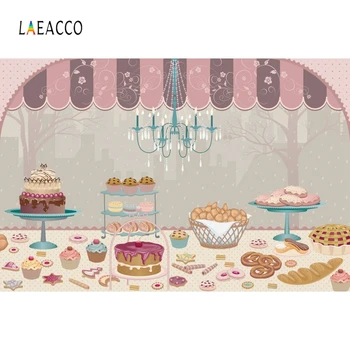 

Laeacco Dessert Party Backdrops for Photography Chocolate Cake Donut Cookies Candy Photo Backgrounds Baby Child For Photo Studio